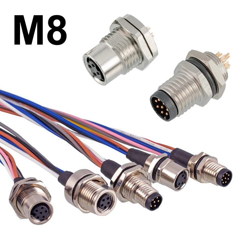 

M8 Waterproof Connector with 30mm Cable 3 4 5 6 8 Pin Electronic Wire Socket M8 Male Female Soldering Sensor Cable Connector