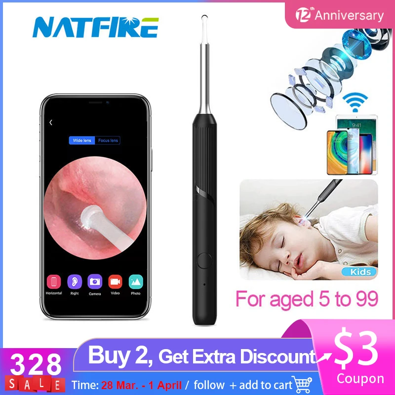 Беспроводной умный визуальный ушной очиститель отоскоп NP20 инструмент для