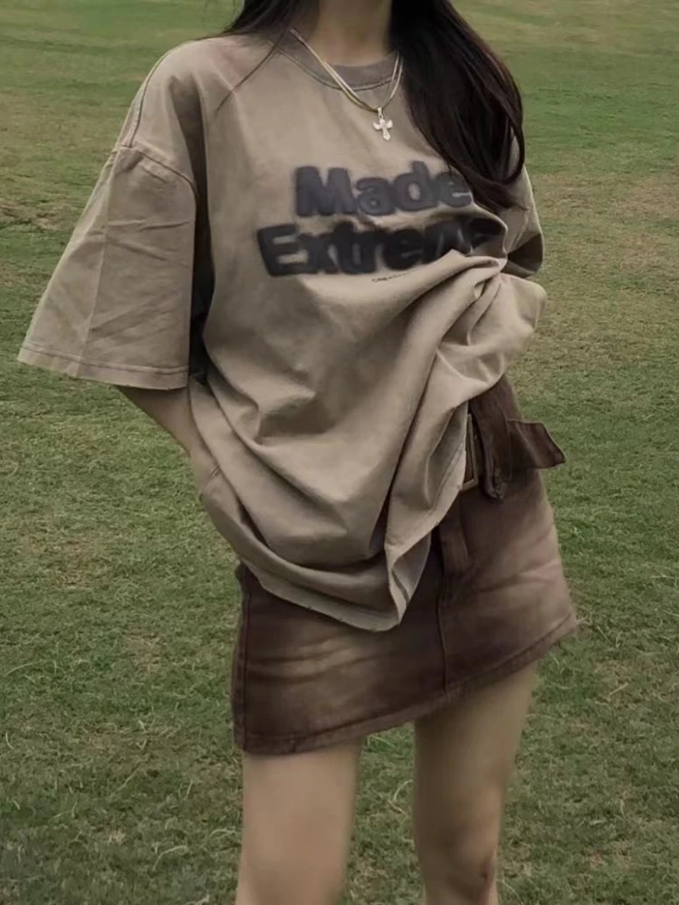 

Women Retro Hot Girl Short Skirt Ladies Summer 2022 New Brown Hip Skirts Thin Versatile High Waist Skirt Gothic Y2k