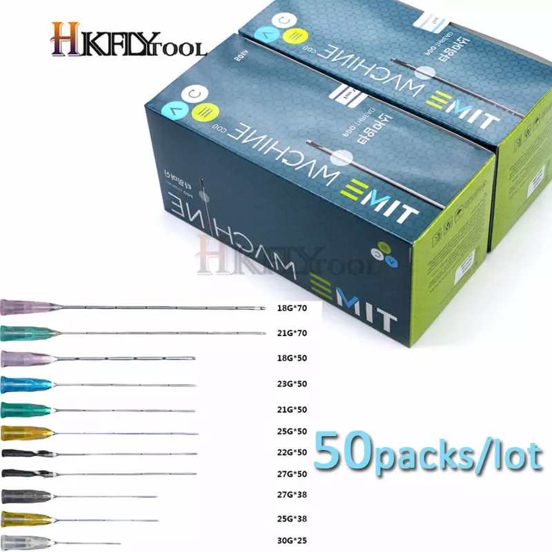 

NEW2023 Korea Blunt needle Needle Tips 21G/22G/23G/25G/27G/30G Fine Micro Cannula Plain Ends Notched Endo needle tip Syringe 50p
