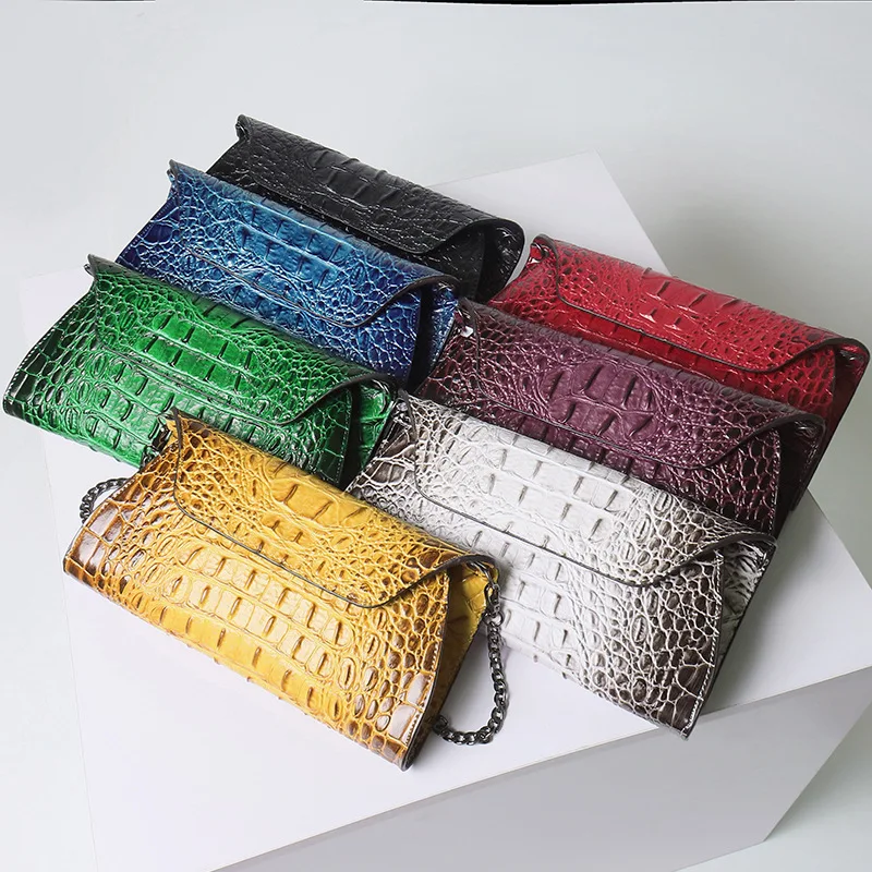 New Luxury Genuine Leather Chain Bag European and American Leather Crocodile Pattern Single Shoulder Messenger Bag Dinner Bag