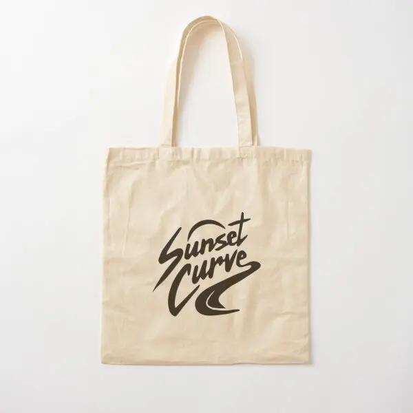 

Sunset Curve Logo Cotton Canvas Bag Casual Unisex Printed Designer Shoulder Bag Shopper Women Foldable Handbag Fabric Grocery