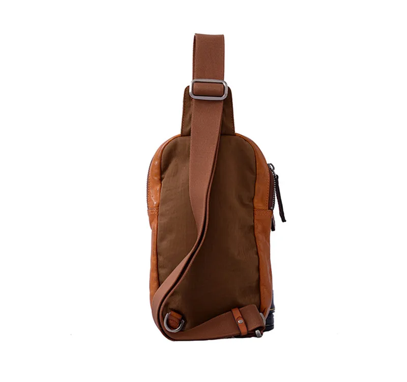 Outdoor casual luxury genuine leather men's chest bag fashion retro natural real cowhide daily sports shoulder messenger bag