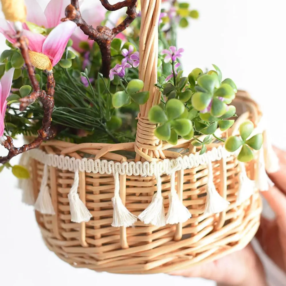 

Wedding Bridesmaid Girl Bridal Handheld Flower Basket Box Elegant Flower Storage White With Supplies Mesh Organizer J8c3