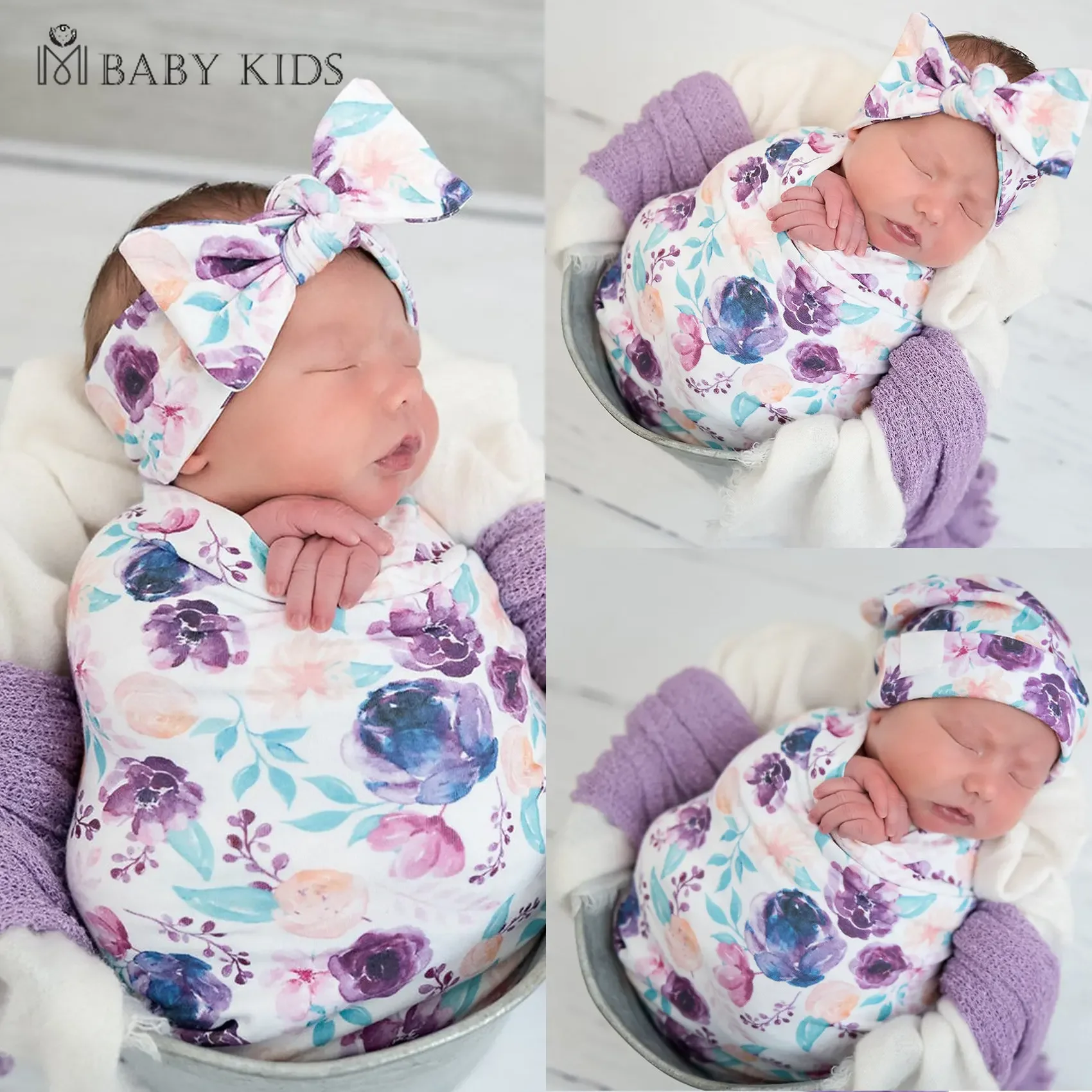 

3pcs/lot Baby Sleeping Bag + Hat Newborn Envelope Cocoon Wrap Swaddle Soft Cotton 0-6 Months Baby Sleep Blankets Newborn