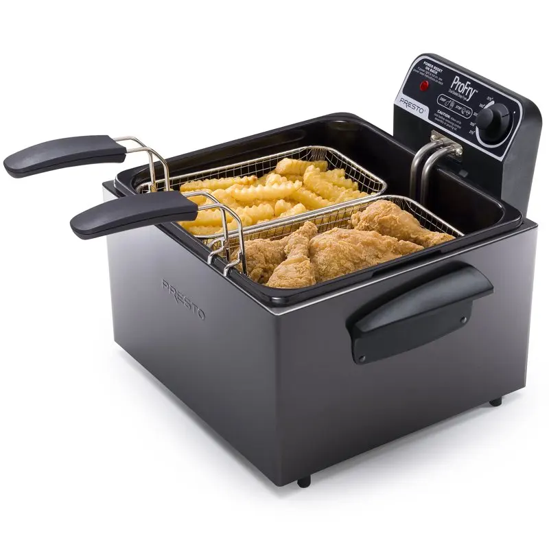 

NEW 5Qt Dual Basket Pro Fry™ Immersion Element Black Deep Fryer 05489
