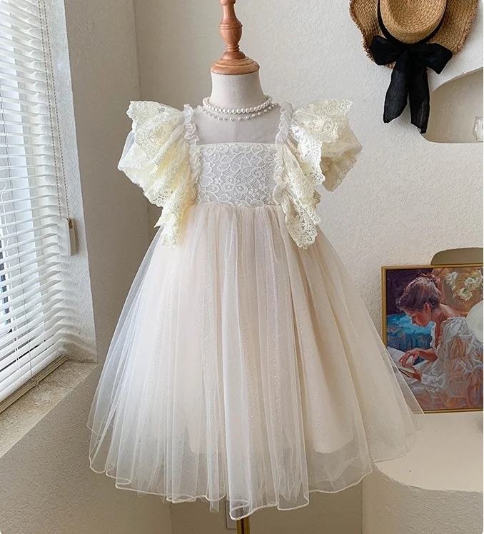 

Розничная продажа, новое летнее Сетчатое кружевное платье для маленьких девочек, милое детское платье принцессы, праздничное платье на день рождения 2-8 лет
