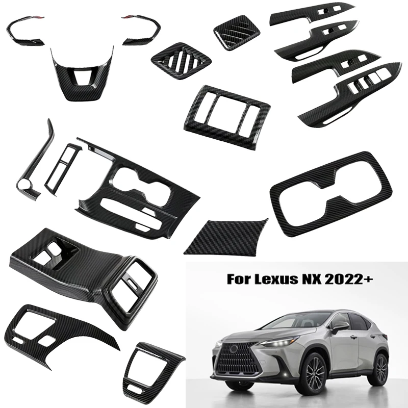 

For Lexus NX 2022 2023 ABS Carbon Fiber Interior Center Console Gear Armrest Box Panel Air Vent Outlet Cover Trim Stickers