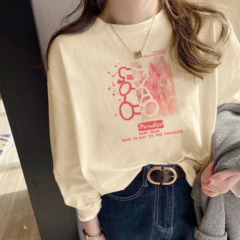 

Одежда с простым графическим принтом женские топы свободные футболки 2023 с принтом женские футболки хлопковые красивые приталенные футболки на весну и осень