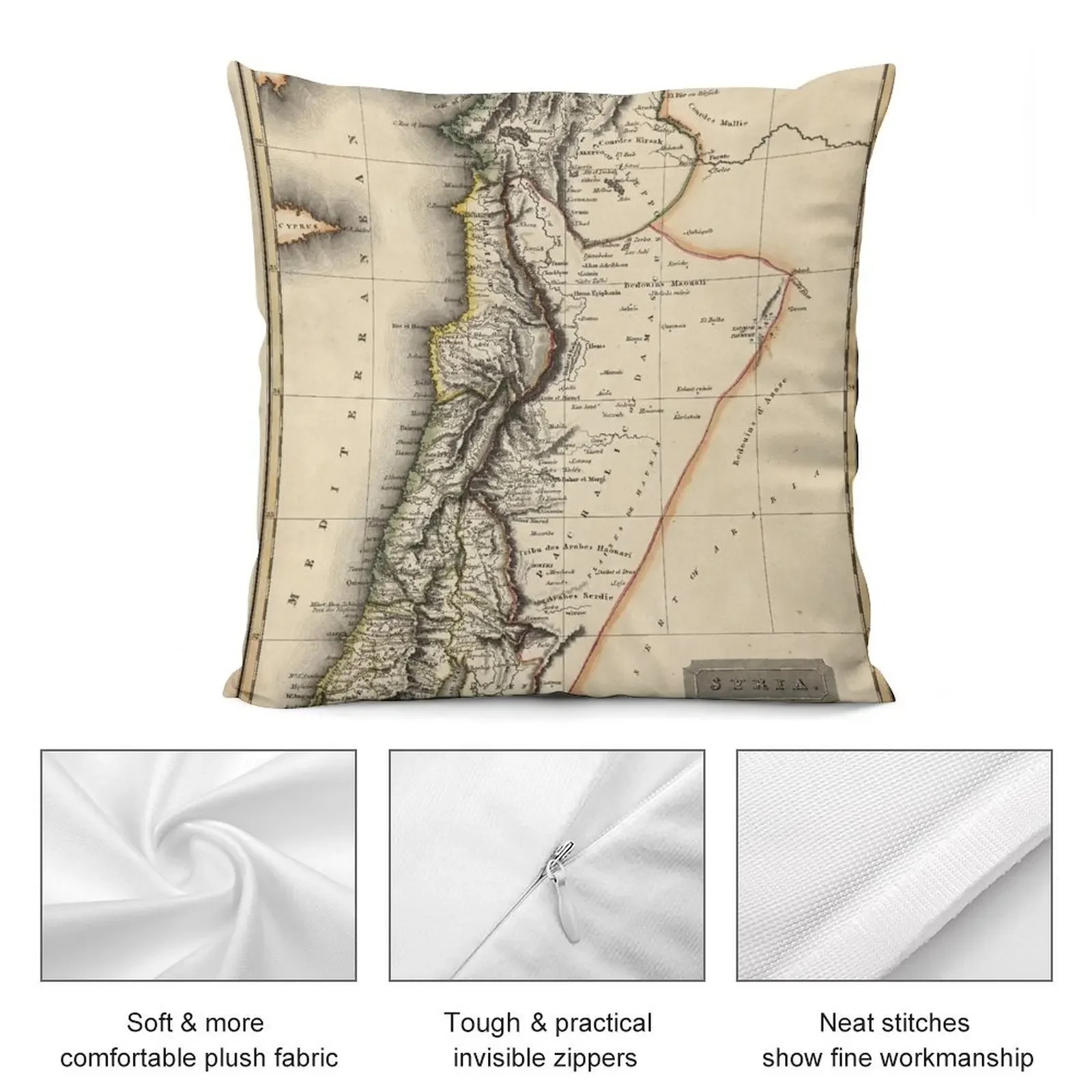 Карта Сирии 1817 декоративная подушка