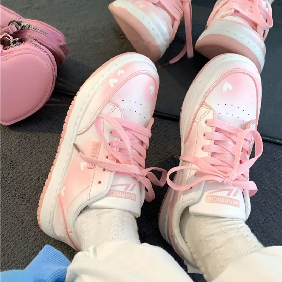 Женские кроссовки спортивная обувь Kawaii платформа плоская подошва Harajuku