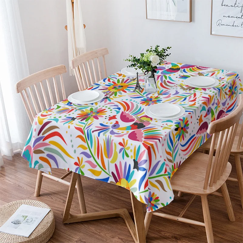 Mexican Embroidery Table Cloth Waterproof Dining Tablecloth for Table Kitchen Decorative Coffee Cuisine Party Table Cover