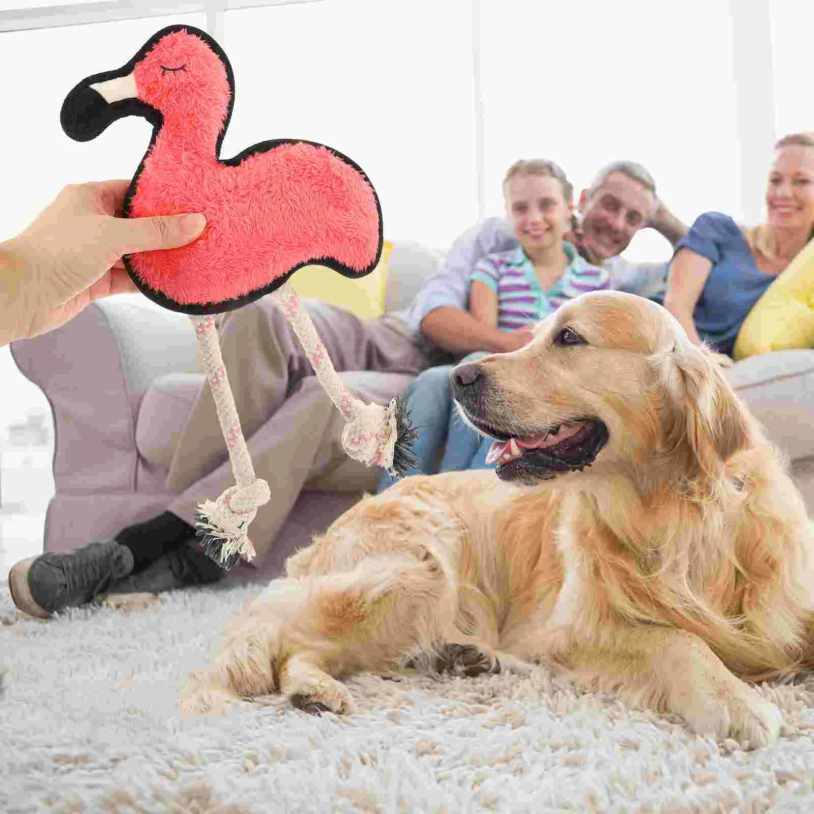 

Flamingo Squeaky Dog Toy Pet Interactive Play Toy Stuffed Animal Dog Toy Pet Squeaky Toy Chew Toy