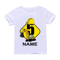 kids t shirt funny cartoon excavator birthday number 1 9 year print t shirt baby boygirl birthday gift tshirt custom your name