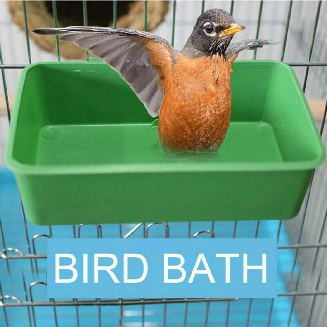 Hanging Parrot Cage Pet Bird Bath Tub Accessories