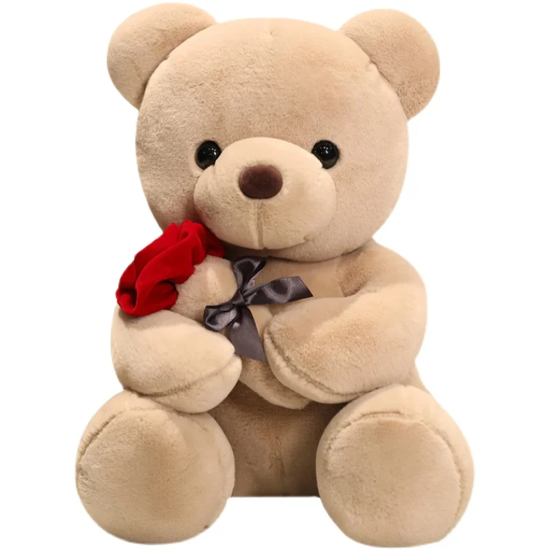

Kawaii Teddy Bear with Roses Plush Toy Soft Bear Stuffed Doll Romantic Gift for Lover Home Decor Valentine's Day Gifts for Girls