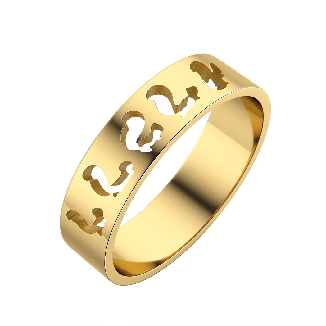 

CHENGXUN Hollow Animal Squirrel Lover Rings for Women Girls Stainless Steel Stacking Midi Ring for Her Simplistic Jewelry Gift