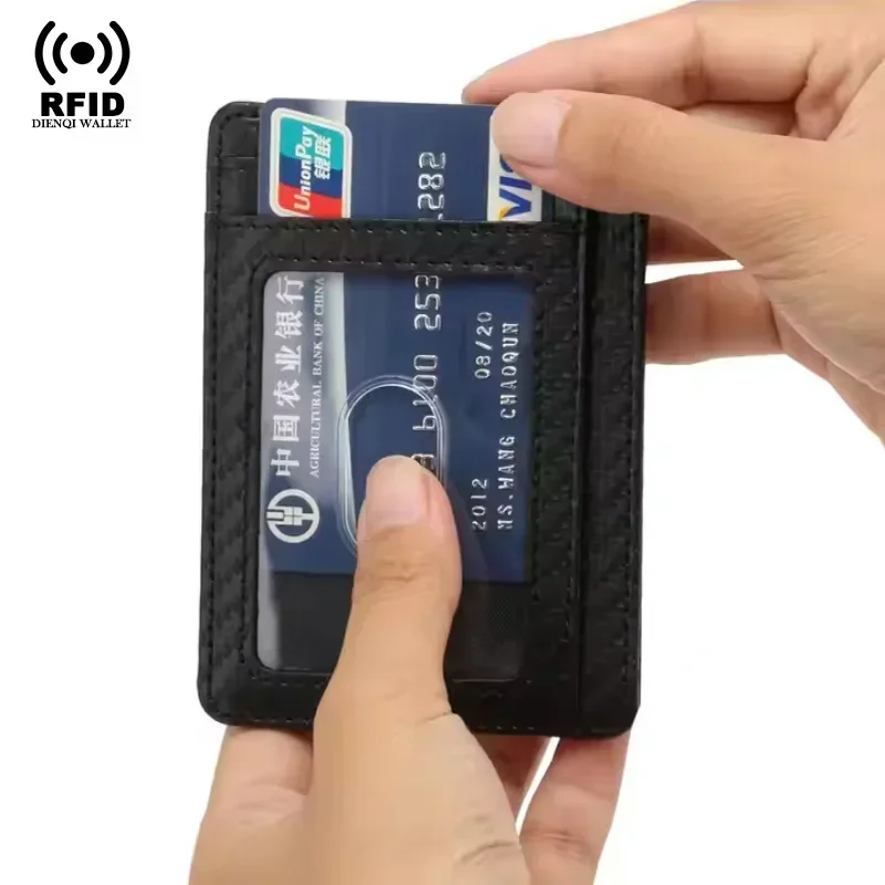 Мужской Ультратонкий Кошелек Из Углеродного Волокна RFID-блокировка Держатель Для