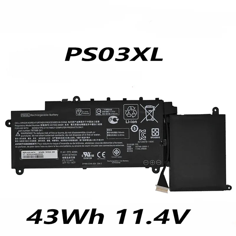 PS03XL 43Wh 11 4 V Аккумулятор для ноутбука HP Pavilion X360 310 G1 HSTNN-DB6R 787088-241 787088-221 787520--005