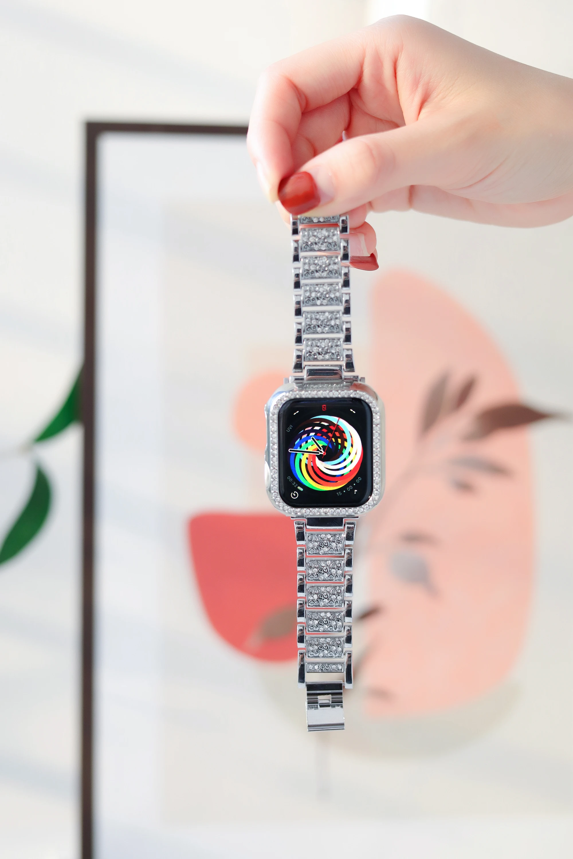 Band+case for Apple Watch diamond series5 4 3 21 metal female strap for iwatch 38mm40mm42mm44mm replacement bracelet accessories