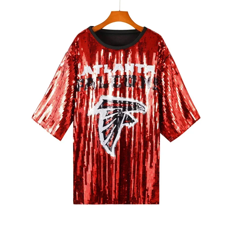 Футболка женская с коротким рукавом и блестками уличная одежда мультяшными