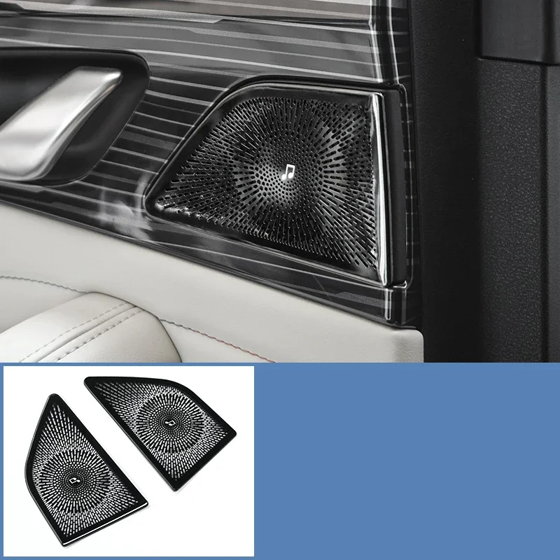 Для Geely Monjaro KX11 2022-2024 Grand Koleos 2025, крышка автомобильного динамика, наклейка, черная нержавеющая сталь, авто украшения, аксессуары