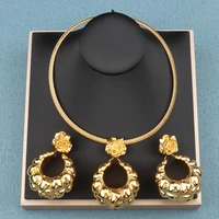 nigerian wedding jewelry set gold plated dubai african chokers necklace pendant bridal earrings sets for women 2022 trend