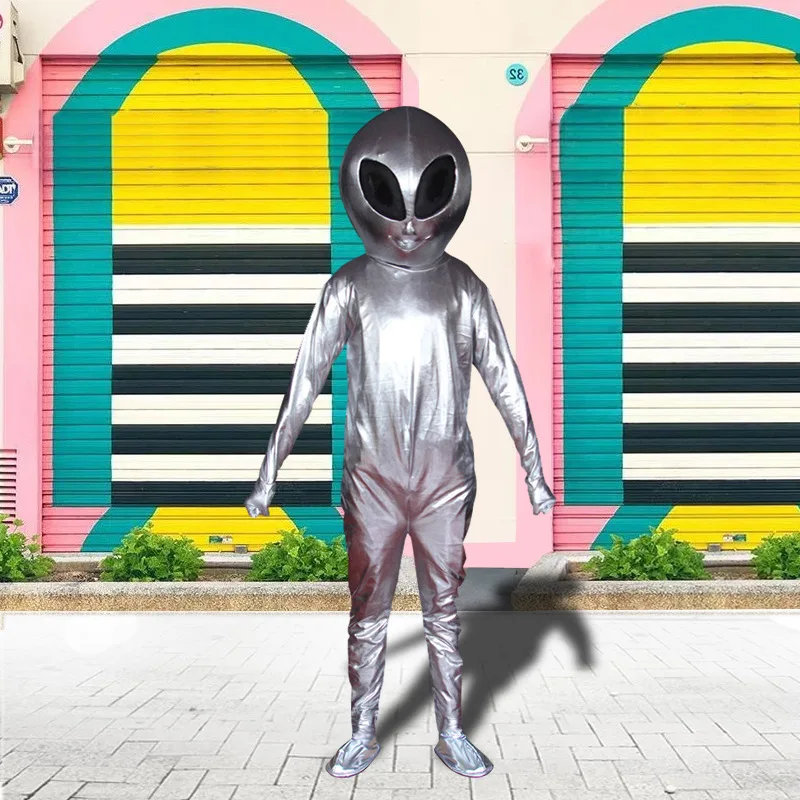 Серебряный мультяшный костюм инопланетянин Косплей Одежда Реквизит головной