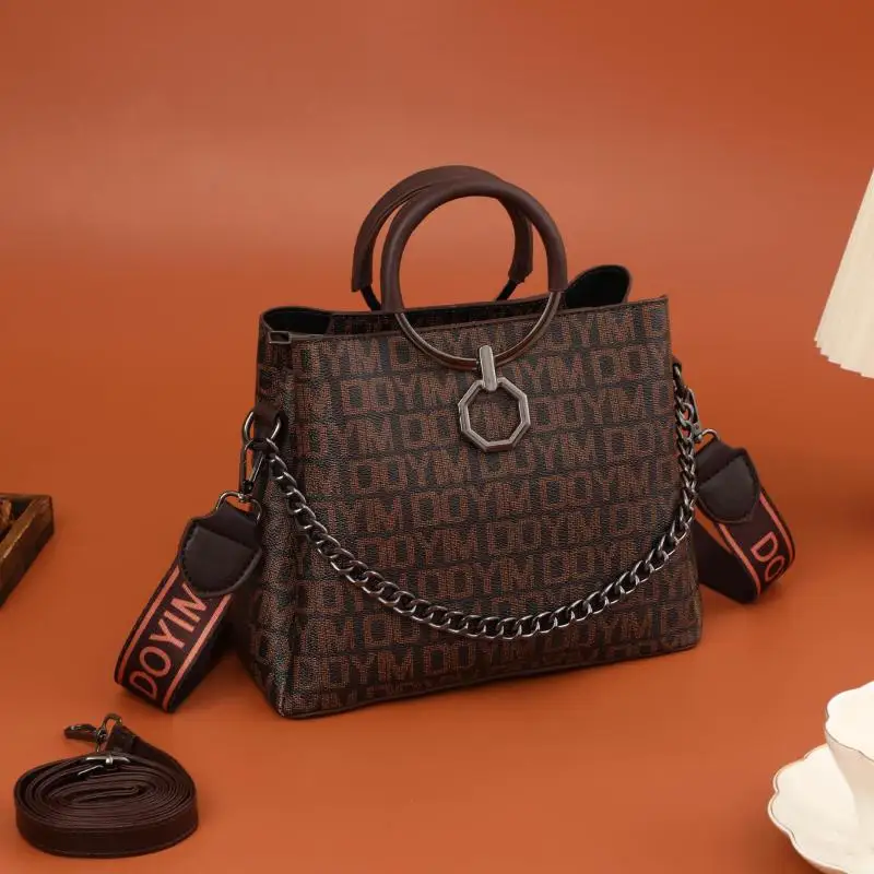 

Lady Retro Bucket Bags Letters Print Leather Designer Handbags 2023 Luxury Monogram Ring Handle Female Purses Women Shoulder Bag