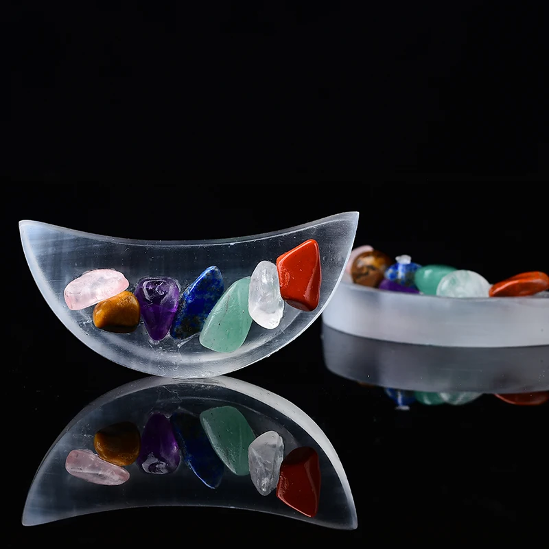 Натуральный селенит семь чакр кварц исцеляющая Хрустальная пластина резьба