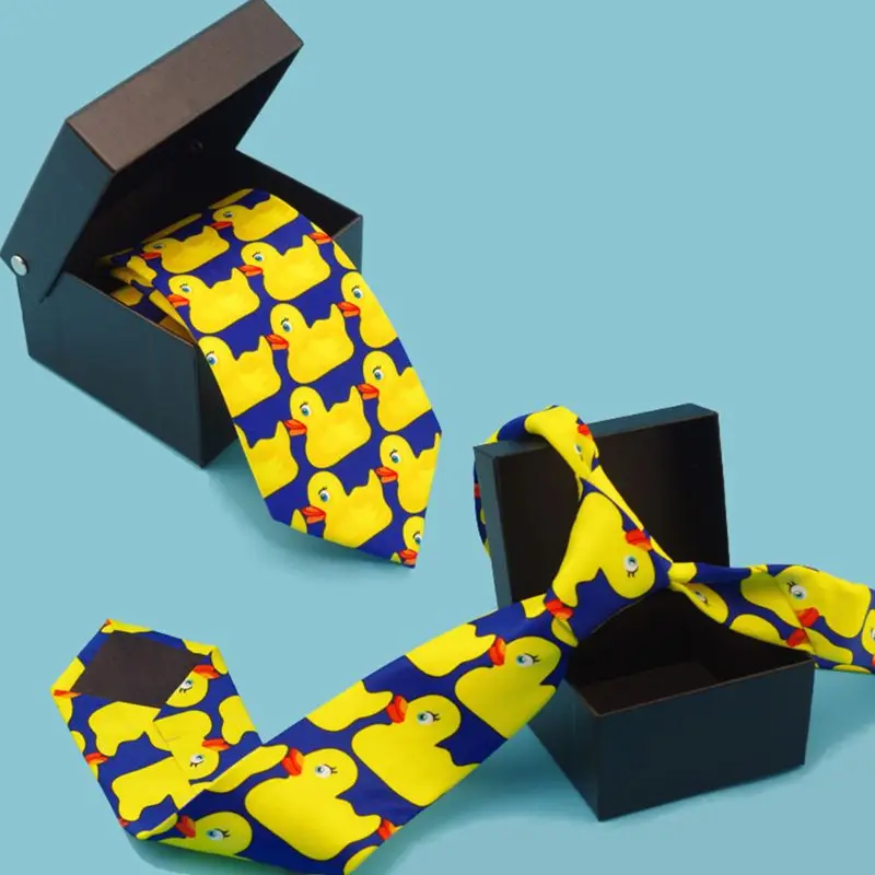 

Men Women Funny Yellow Duck Printed Necktie Imitation Silk Cosplay Party Busines