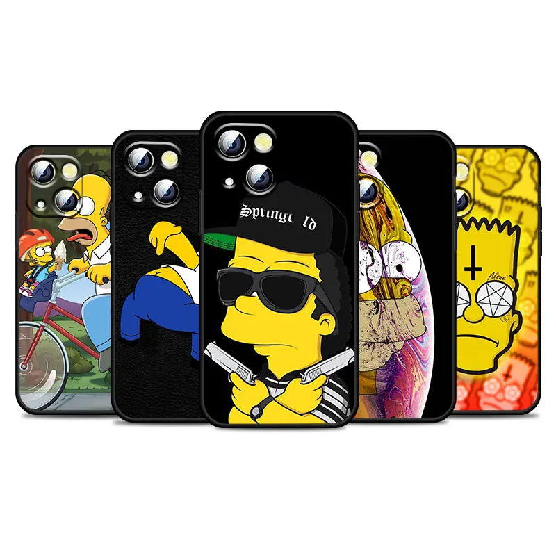 

The Simpsons Cartoon Cool For Apple iPhone 13 12 11 Pro mini XS MAX XR X 7 8 6 5S Plus Silicone Soft Black Phone Case