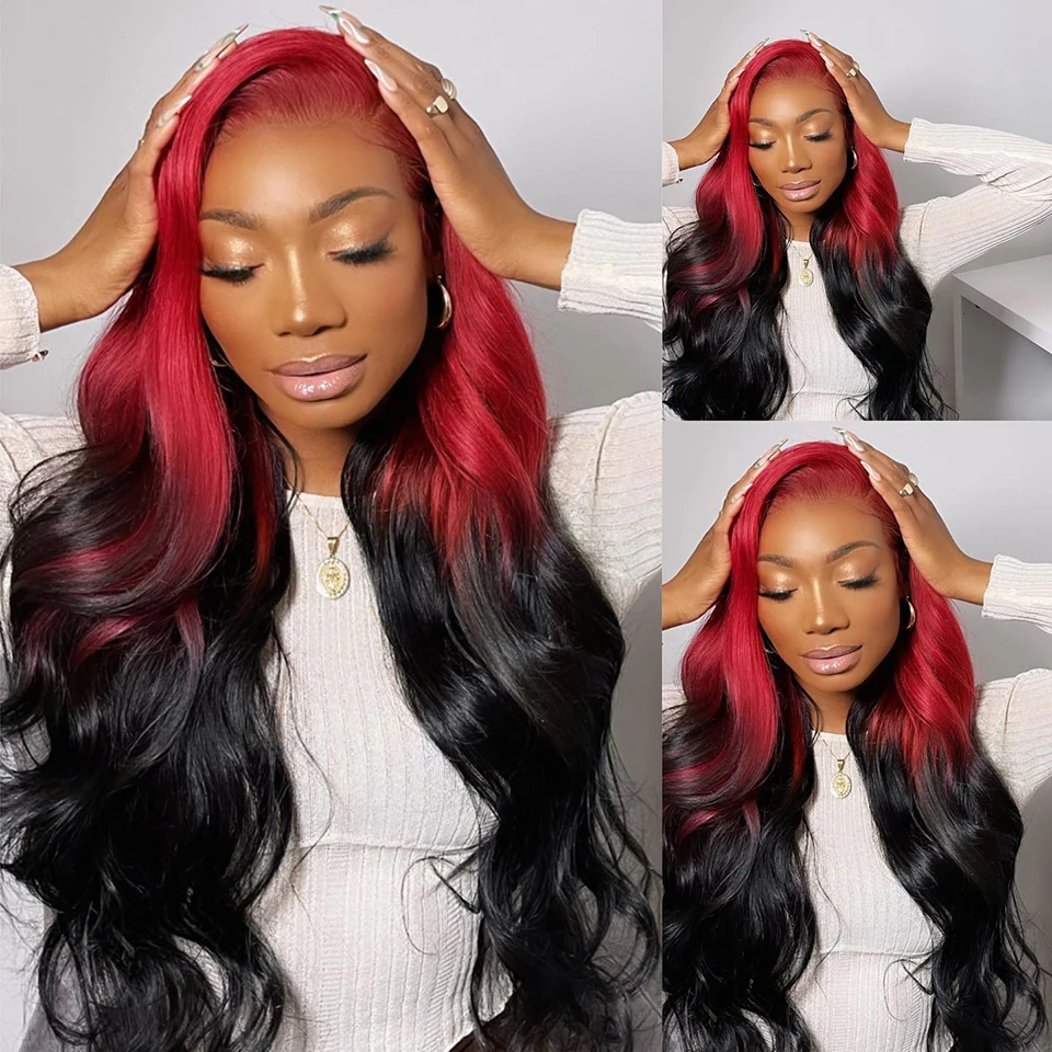 

Pink Root Skunk Stripe 13X4 Body wave Lace Front Wig HD Transparent Lace Frontal Wig Brazilian Bodi Lace Front Human Hair Wigs