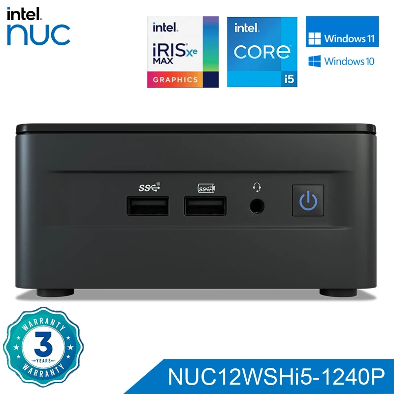 

Intel NUC 12th NUC12WSHi5 i5-1240P Core Processor Iris Xe Graphics 4K Windows 10 11 Mini Desktop PC WIFI6 Dual Thunderbolt 4