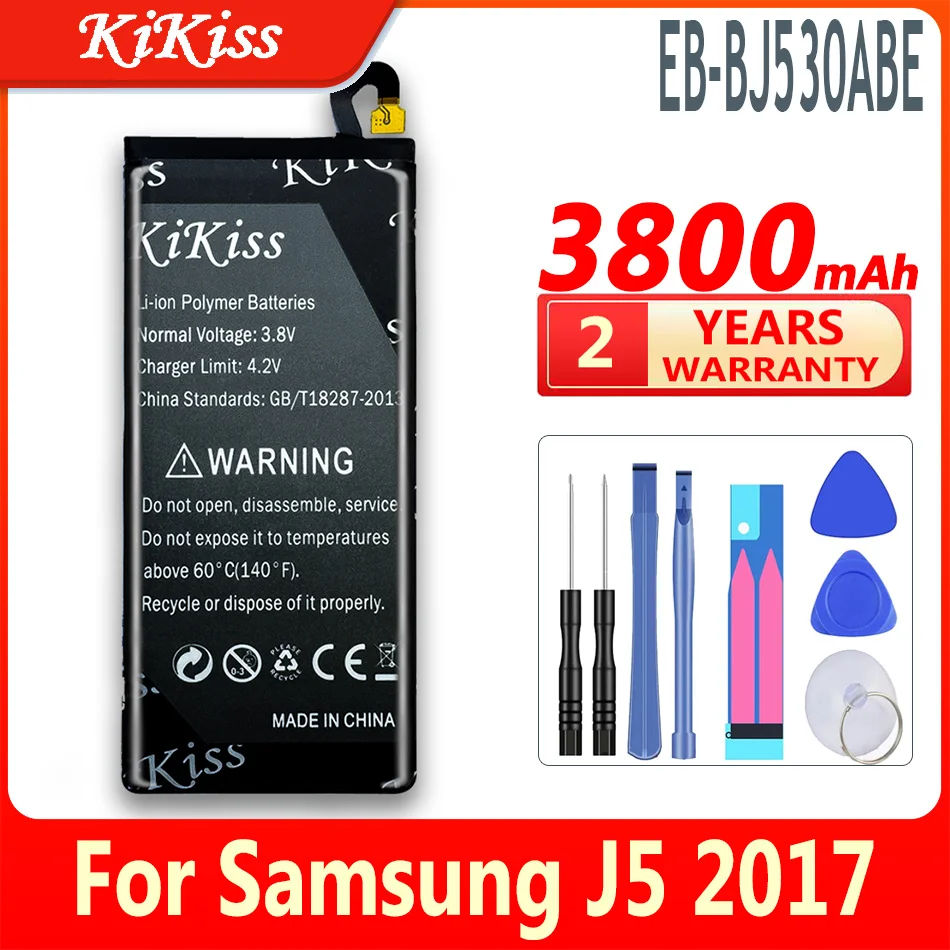 

KiKiss 3800mAh Big Power Phone Battery For Samsung Galaxy J5 Pro 2017 J530 Battery Replacement High Quality EB-BJ530ABE + Tools