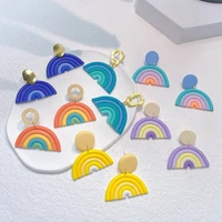 multicolor braided rainbow polymer clay drop earrings for women handmade geometric woven clay earrings 2022 trend new jewelry