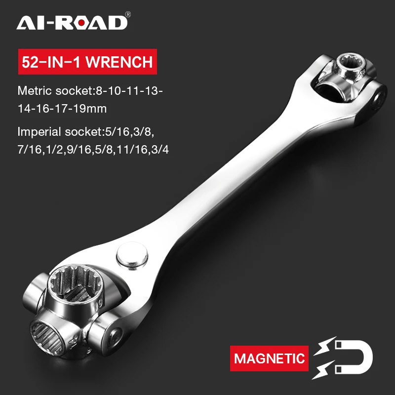 

52 In 1 Socket Wrench Rotary Spanner Work with Spline Bolts 360 Degree Rotation Spanner Universal Furniture Car Repair Hand Tool