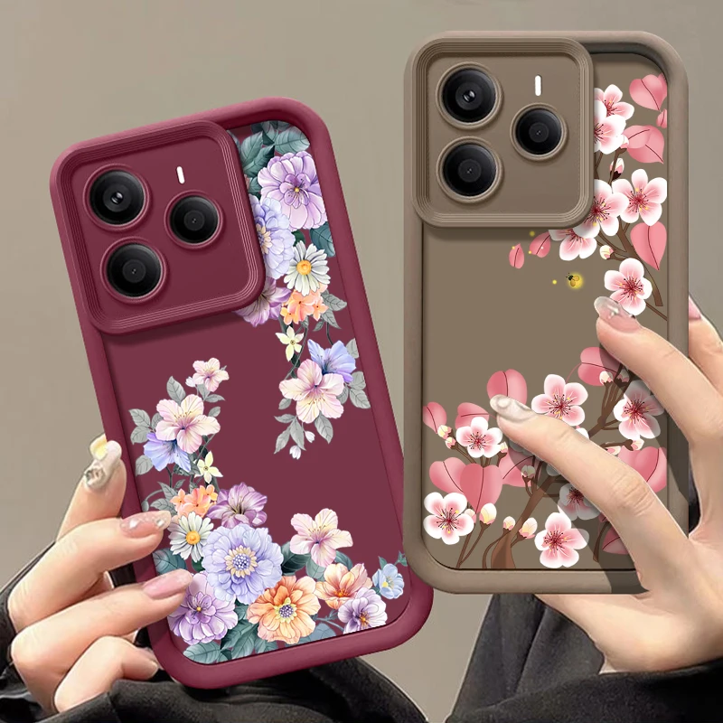 Чехол Peony Peach Flower для Xiaomi Redmi Note 13 Pro 5G 11 12 Poco F6 X6 11T 13T 14T Funda 14 Мягкий чехол