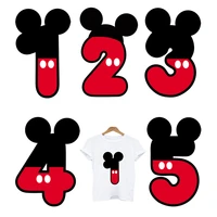 disney number clothing thermoadhesive patches cute mickey heat transfer stickers applique on kids t shirt diy custom patch