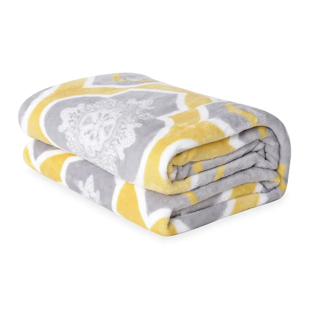 

Gray and Yellow Microfiber Moroccan Pattern Flannel oversized Throw Blanket