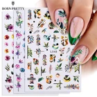 BORN PRETTY 1 шт цветок листьев 3D наклейки для ногтей маникюра Золотая голографическая Лазерная переводная наклейка наклейки украшения весенние ногти
