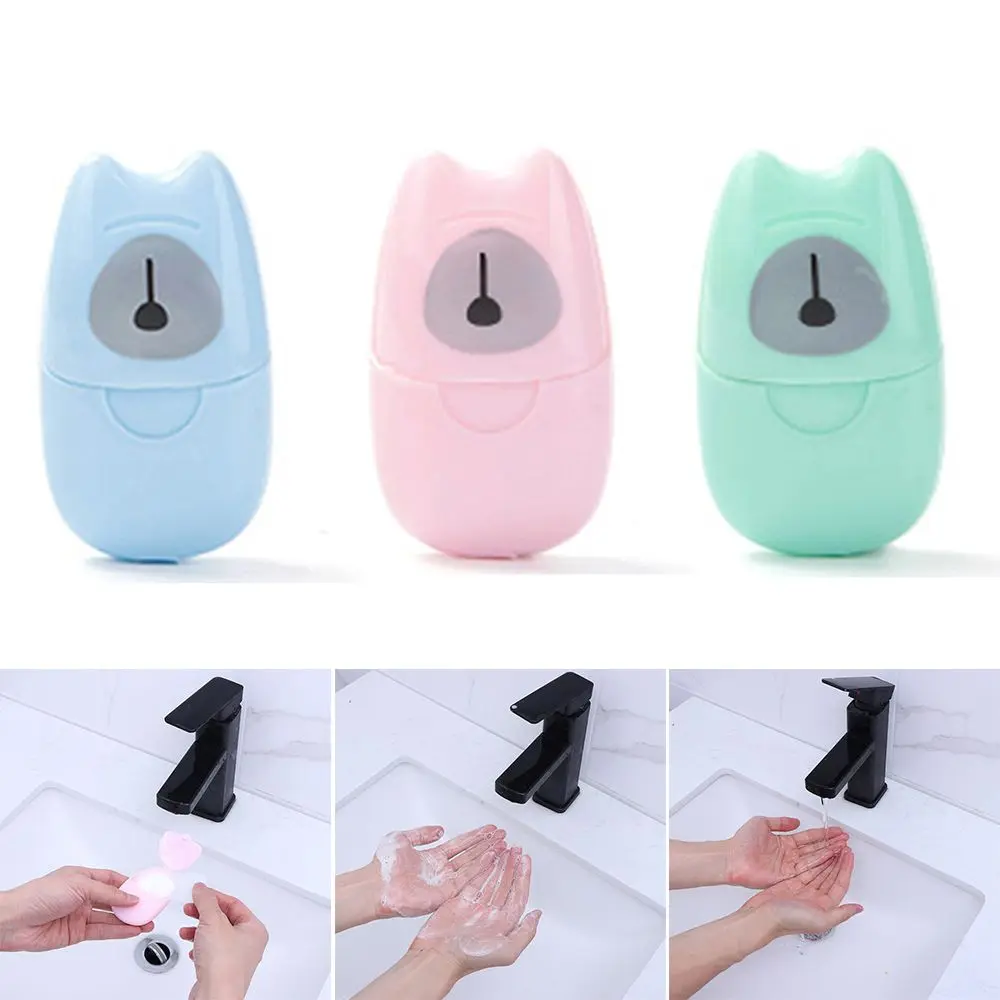 

50 шт. симпатичное портативное одноразовое уличное дорожное мыло для рук Бумажные мыльные детали мыльные хлопья