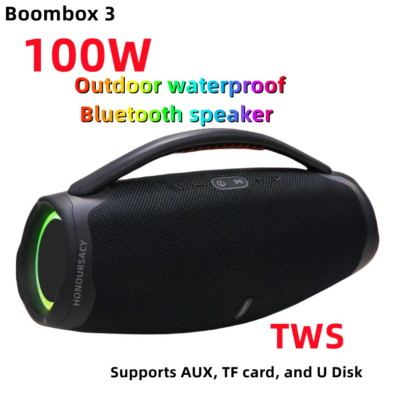 

100W Portable Waterproof High Power Bluetooth Speaker RGB Colorful Light Wireless Subwoofer 360 Stereo Surround TWS Boom Box