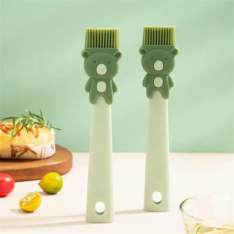 

Cute Save Kitchen Space Silicone Barbeque Brushes Stand Design Silicone Oil Brush Food Grade Brush Head 90 Degree Rotate