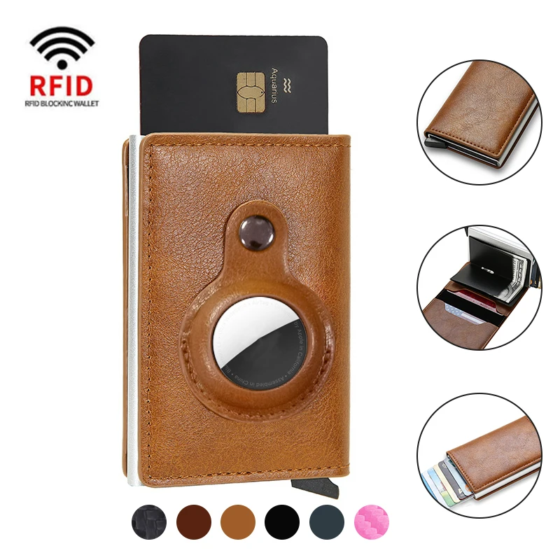 2022 Rfid For AirTag Men Wallets Money Bags Anti PU Leather Card Holder Wallet For Apple Air Tag Male Purses Smart Cover Case