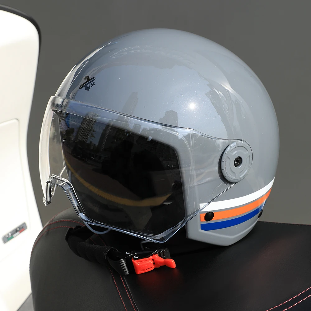 Ретро полуоткрытый мотоциклетный шлем электрический для скутера 3/4 Jet летний