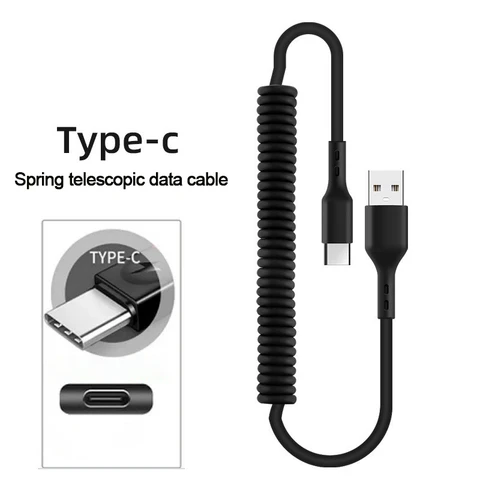 Автомобильный USB-кабель для передачи данных, 40 Вт, 5 А, Type-C, пружинный вытяжной Телескопический кабель для быстрой зарядки для эмблемы Trumpchi GA3 GA6 GA8 GS8 GS3 GS5 GM8