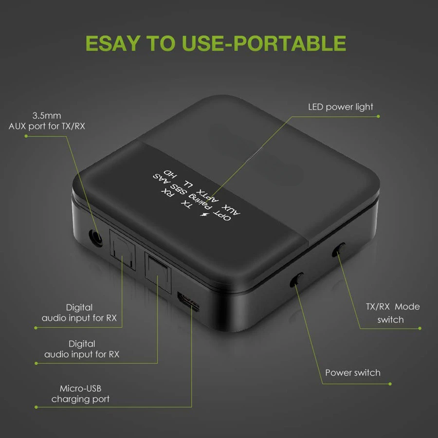 

2023New LL HD Bluetooth 5.0 Audio Transmitter Receiver RCA 3.5mm AUX Spdif CSR8675 Stereo Wirlesss Adapter For Car TV PC Headpho