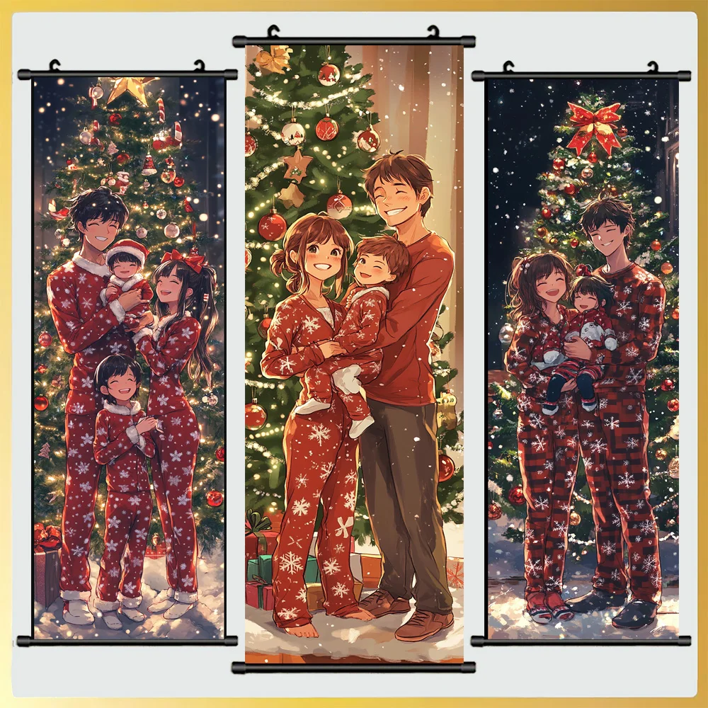 Семейная одежда в одинаковых рождественских пижам и улыбающихся рождественской