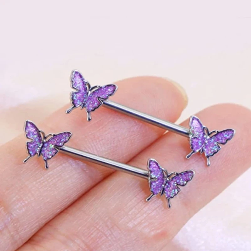 

1/2pcs Stainless Steel Nipple Piercing Butterfly Barbell Nipple Shield Charming Nipple Rings Women Body Piercing Jewelry Nipple